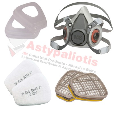 3M 6200 Half Face Mask with Filters 6057 & 5911 Complete Set
