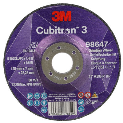 3M™ Cubitron™ 3 Grinding Wheel Τ27- 125 x 7