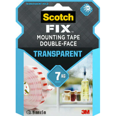 Scotch-Fix™ Transparent Mounting Tape , 19mm x 5m